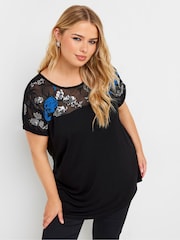 Yours Curve Black Embellished Top - Image 1 of 4