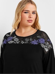 Yours Curve Black Embellished Top - Image 4 of 5