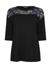 Yours Curve Black Embellished Top - Image 5 of 5