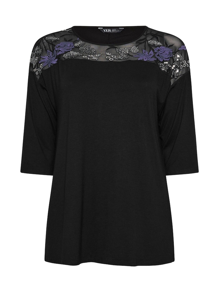 Yours Curve Black Embellished Top - Image 5 of 5