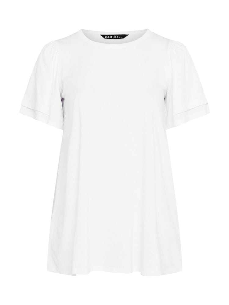 Yours Curve White Double Frill Angel Sleeve Plain Top - Image 5 of 5 Yours Curve White Double Frill Angel Sleeve Plain Top - Image 5 of 5