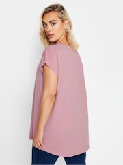 Yours Curve Pink Grown On Slub 100% Cotton T-Shirt - Image 3 of 5