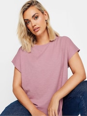 Yours Curve Pink Grown On Slub 100% Cotton T-Shirt - Image 4 of 5