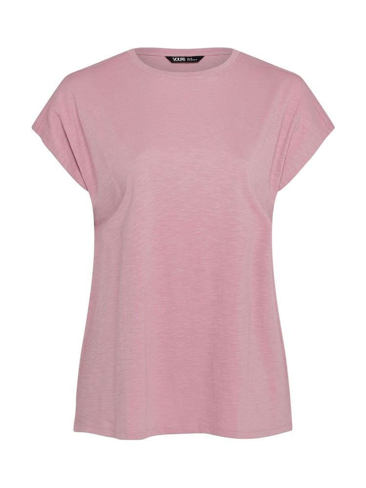 Yours Curve Pink Grown On Slub 100% Cotton T-Shirt - Image 5 of 5