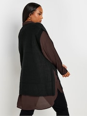 Yours Curve Black Tabbard Vest With Side Splits - Image 3 of 4