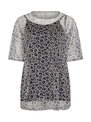 Top oversize de malla con estampado de leopardo de Yours Curve - Imagen 5 de 5