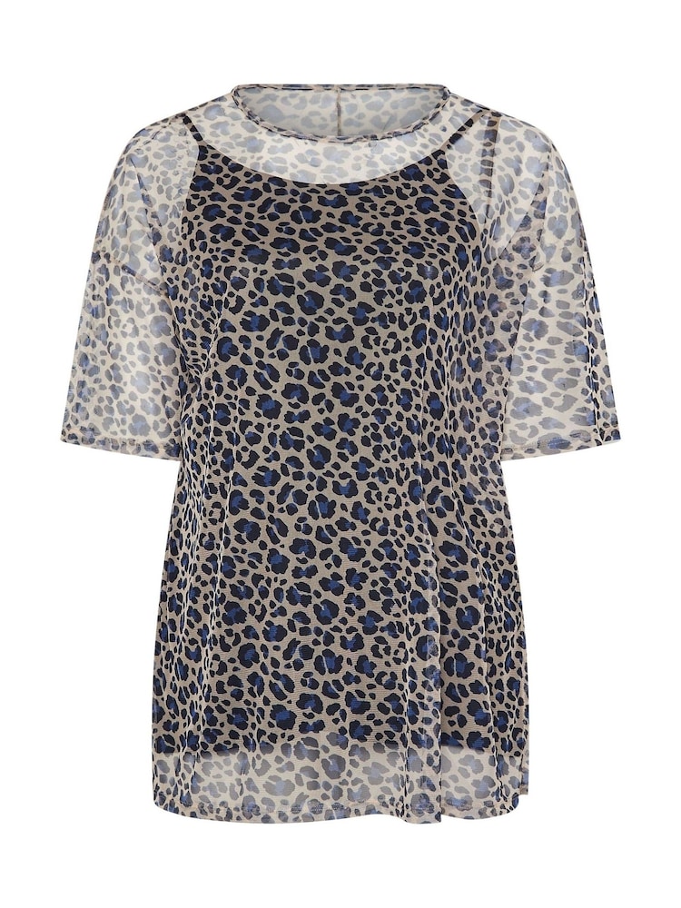 Top oversize de malla con estampado de leopardo de Yours Curve - Imagen 5 de 5
