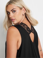 Yours Curve Black Lace Trim Keyhole Swing Vest Top - Image 4 of 6