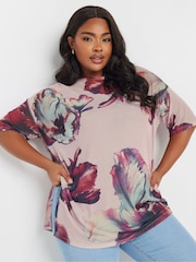 Yours Curve Pink Oversized Mesh Top - Image 1 of 5