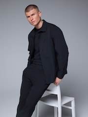 Black Lightweight Stretch Shacket - Image 1 of 9