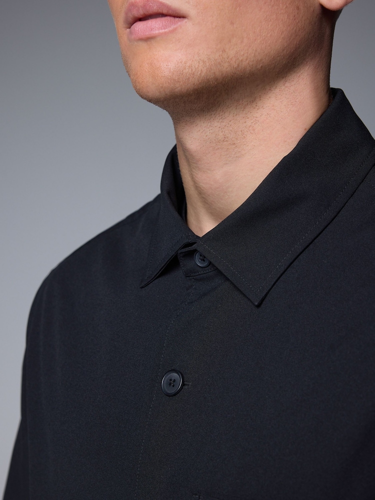 Black Lightweight Stretch Shacket - Image 4 of 9
