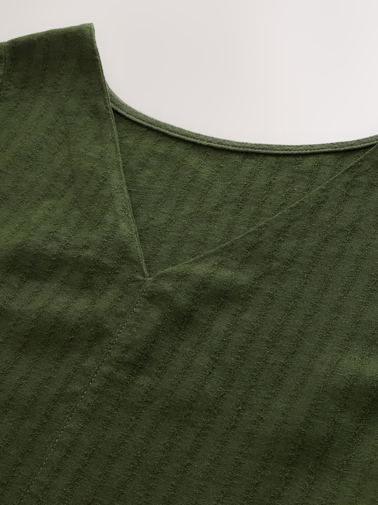 Khaki Green Lined Short Sleeve Dress - Image 3 of 3
