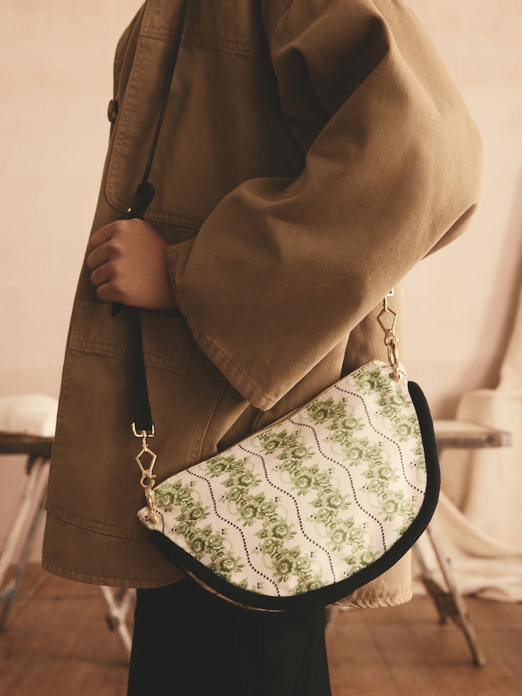 Cath Kidston Green Rose Pearl Bowling Cross Body Bag - Image 1 of 3