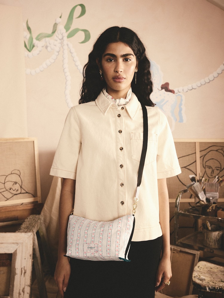 Cath Kidston Rose Stripe Trapezium Cross Body Bag - Image 1 of 8