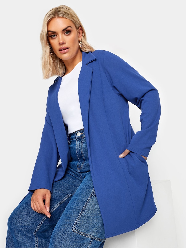 Yours Curve Blue Scuba Blazer - Image 1 of 5