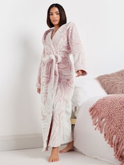 PixieGirl Petite Pink Zebra Clipped Hooded Maxi Robe - Image 1 of 5