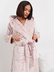PixieGirl Petite Pink Zebra Clipped Hooded Maxi Robe - Image 2 of 5