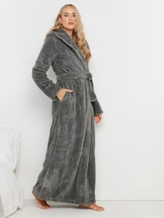 Long Tall Sally Grey Honeycomb Hooded Maxi Robe - Image 1 of 5