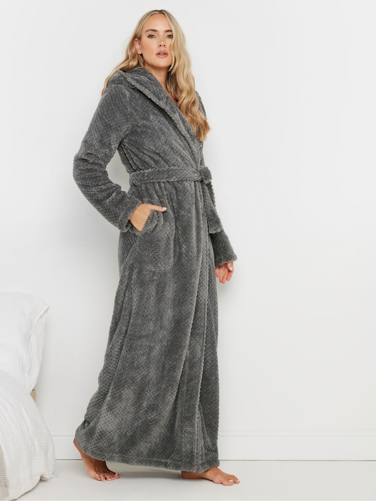 Long Tall Sally Grey Honeycomb Hooded Maxi Robe - Image 1 of 5