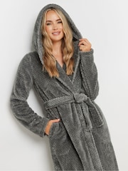 Long Tall Sally Grey Honeycomb Hooded Maxi Robe - Image 2 of 5