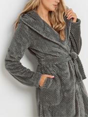 Long Tall Sally Grey Honeycomb Hooded Maxi Robe - Image 4 of 5