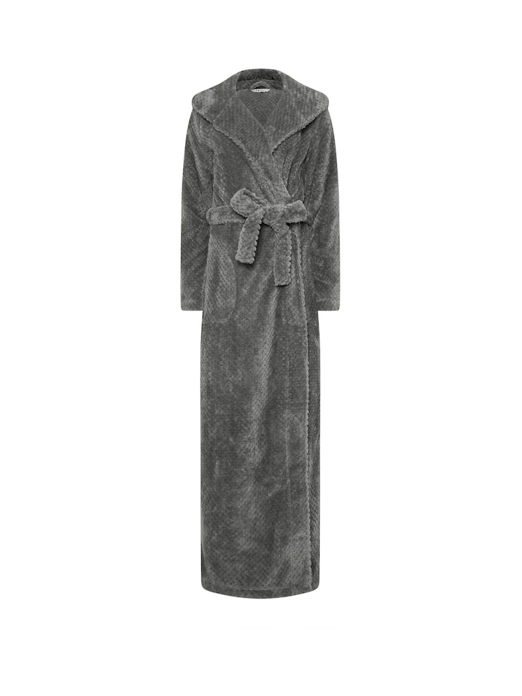 Long Tall Sally Grey Honeycomb Hooded Maxi Robe - Image 5 of 5