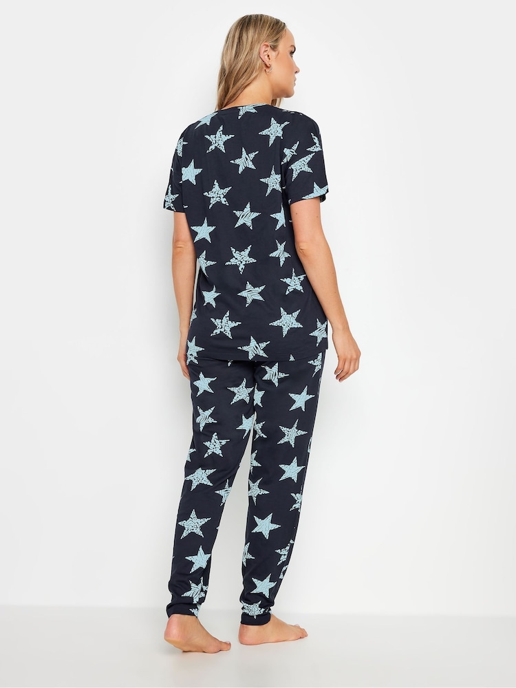 أزرق - طقم بيجامة من القطن 100% مزيّنة بطبعة فيونكات مع شعار "Sweet Dreams" من Long Tall Sally - صورة 2 من 5