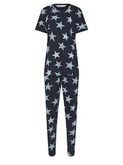 أزرق - طقم بيجامة من القطن 100% مزيّنة بطبعة فيونكات مع شعار "Sweet Dreams" من Long Tall Sally - صورة 5 من 5