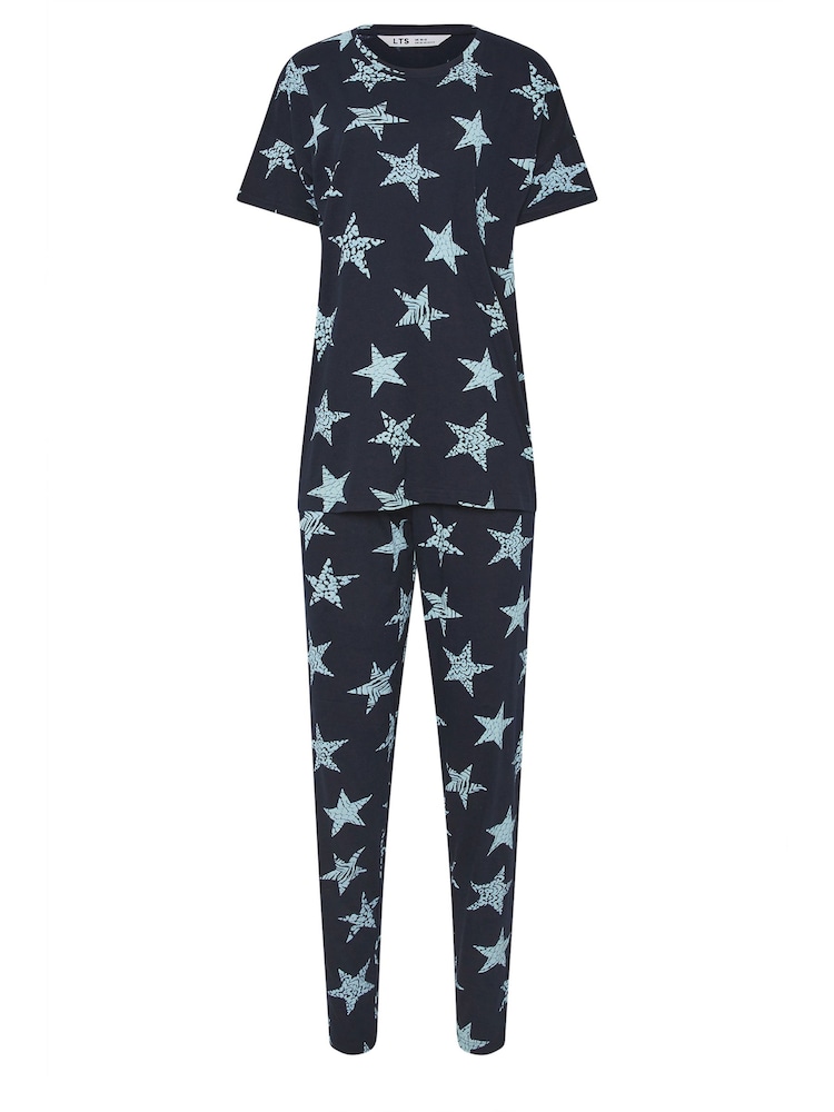 أزرق - طقم بيجامة من القطن 100% مزيّنة بطبعة فيونكات مع شعار "Sweet Dreams" من Long Tall Sally - صورة 5 من 5