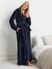 Long Tall Sally Blue Honeycomb Hooded Maxi Robe - Image 1 of 9