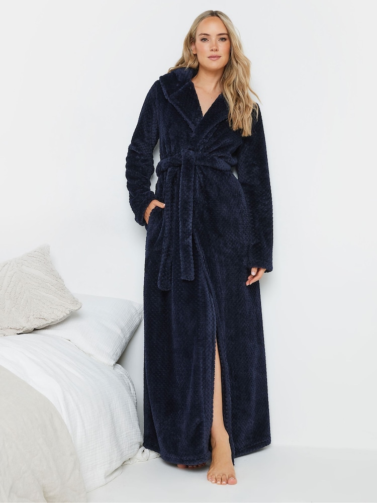 Long Tall Sally Blue Honeycomb Hooded Maxi Robe - Image 2 of 9