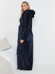 Long Tall Sally Blue Honeycomb Hooded Maxi Robe - Image 3 of 9