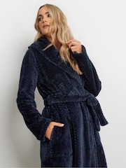 Long Tall Sally Blue Honeycomb Hooded Maxi Robe - Image 5 of 9