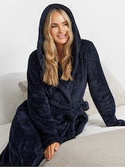 Long Tall Sally Blue Honeycomb Hooded Maxi Robe - Image 8 of 9
