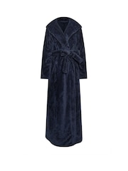 Long Tall Sally Blue Honeycomb Hooded Maxi Robe - Image 9 of 9