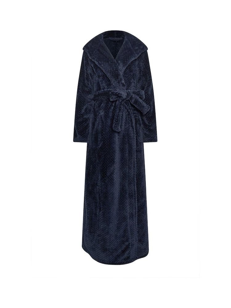 Long Tall Sally Blue Honeycomb Hooded Maxi Robe - Image 9 of 9