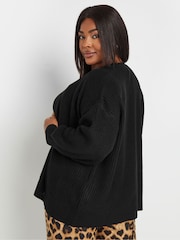 Yours Curve Black Short Balloon Sleeve Cardigan - Image 4 of 6