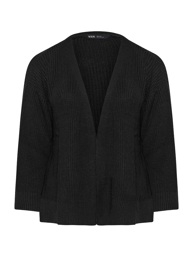 Yours Curve Black Short Balloon Sleeve Cardigan - Image 6 of 6