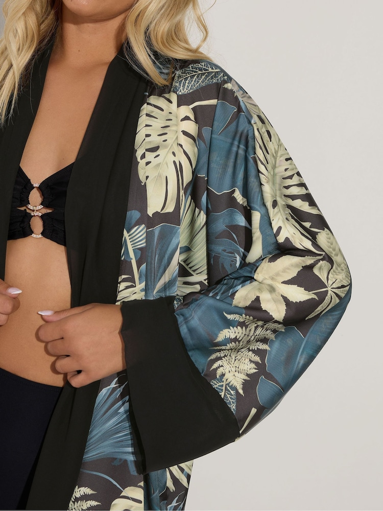 Cardigan tissé Yours Curve imprimé feuilles - Image 4 of 5