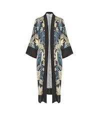 Yours Curve Black Leaf Print Woven Cardigan - Image 5 of 5