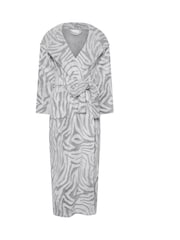 PixieGirl Petite Grey Zebra Clipped Hooded Maxi Robe - Image 5 of 5