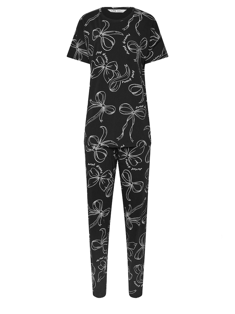 Schwarz - Long Tall Sally, Sweet Dreams, Pyjama-Set aus Baumwolle mit Schleifen-Print und Slogan aus 100 % Baumwolle - Bild 5 von 5 Schwarz - Long Tall Sally, Sweet Dreams, Pyjama-Set aus Baumwolle mit Schleifen-Print und Slogan aus 100 % Baumwolle - Bild 5 von 5
