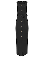 Long Tall Sally Black Sleeveless Ribbed Button Thru Dress - Image 5 of 5