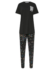 طقم بيجامات قطن 100% بنقشة نجوم ومطبوع عليها شعار "All You Need Is Love" من Long Tall Sally - صورة 5 من 5