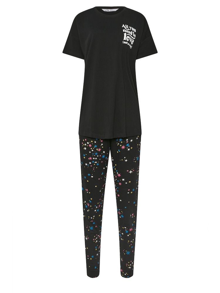طقم بيجامات قطن 100% بنقشة نجوم ومطبوع عليها شعار "All You Need Is Love" من Long Tall Sally - صورة 5 من 5