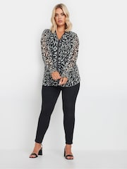 Yours Curve Black Studded Tape Chiffon Blouse - Image 2 of 5