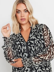 Yours Curve Black Studded Tape Chiffon Blouse - Image 3 of 5