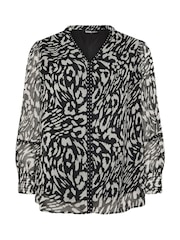 Yours Curve Black Studded Tape Chiffon Blouse - Image 5 of 5