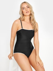 Long Tall Sally Black Blanket Stitch Bandeau Swimsuit - Image 2 of 6