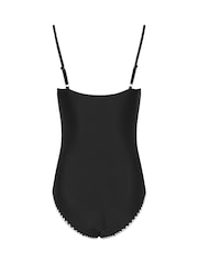 Long Tall Sally Black Blanket Stitch Bandeau Swimsuit - Image 6 of 6